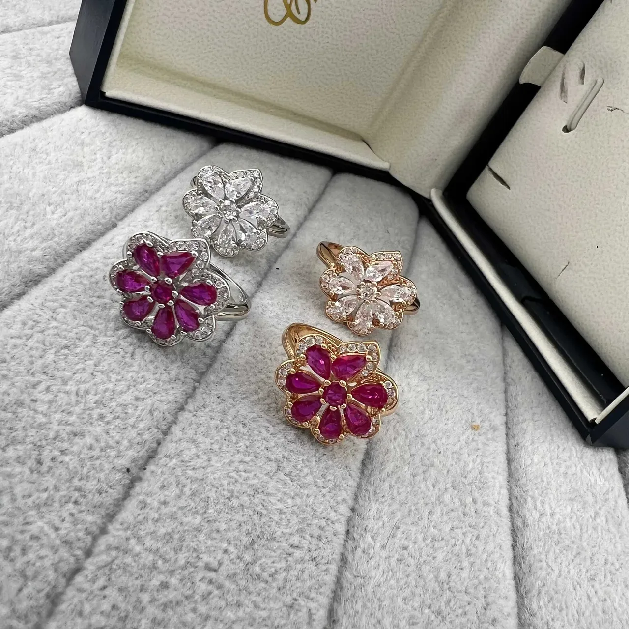 Chopard Floral Teardrop Gemstone Pavé Halo Rings 6