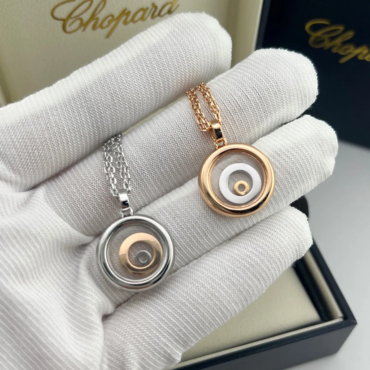 Chopard Happy Diamonds colliers de diamant à disque rotatif bicolore 3