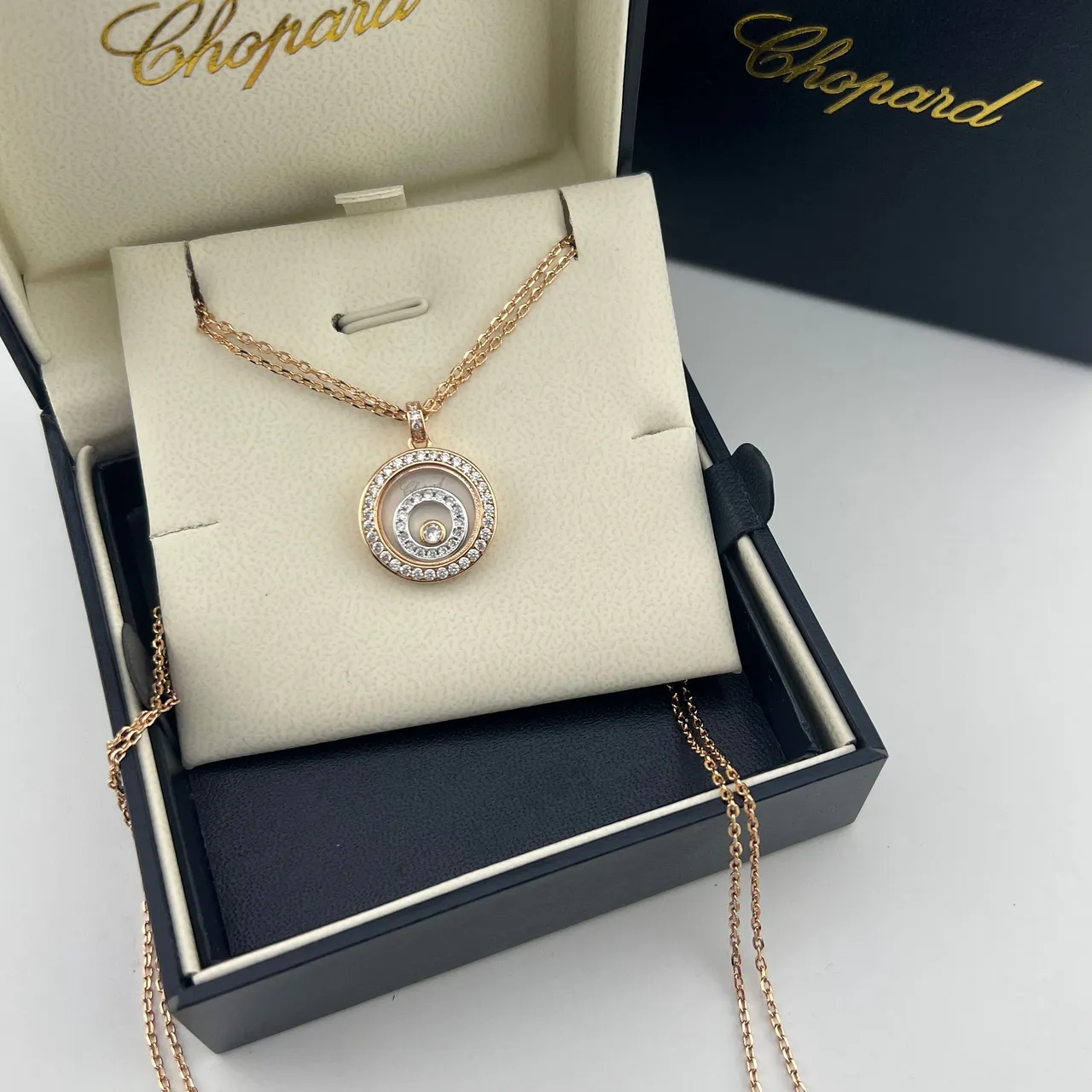 Chopard Happy Diamonds colliers de diamant à disque rotatif bicolore 4