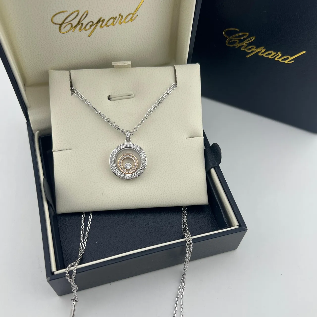 Chopard Happy Diamonds colliers de diamant à disque rotatif bicolore 5