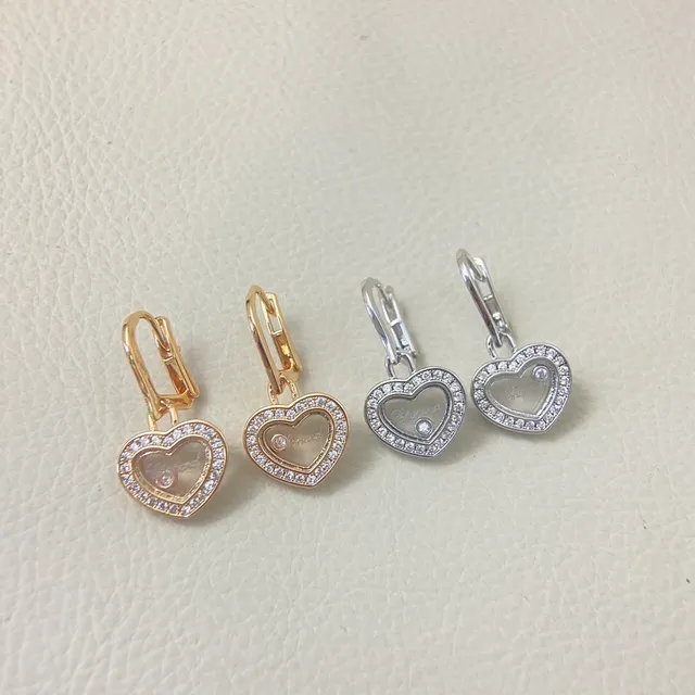 Chopard Happy Hearts Heart-Shaped Pavé Earrings 2