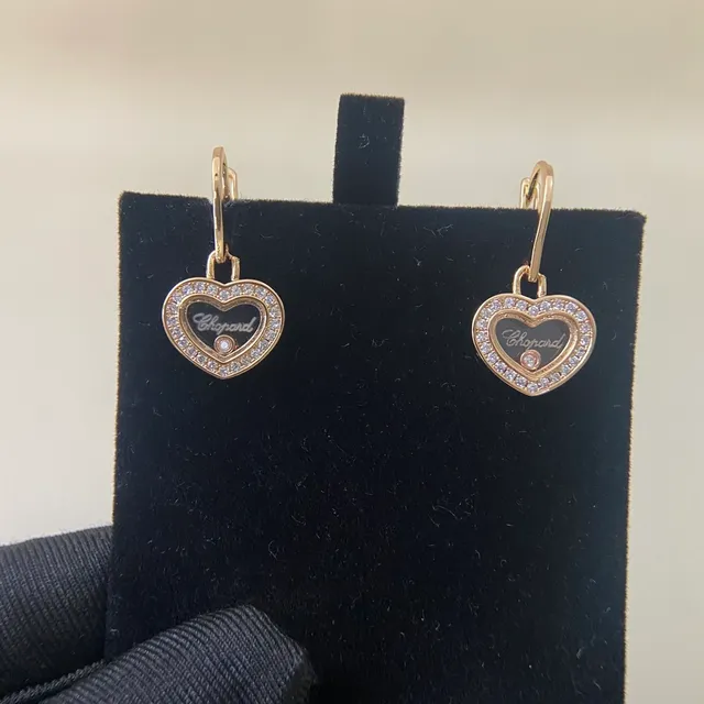 Chopard Happy Hearts Heart-Shaped Pavé Earrings 4