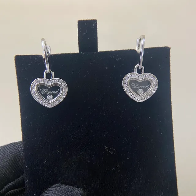 Chopard Happy Hearts Heart-Shaped Pavé Earrings 5