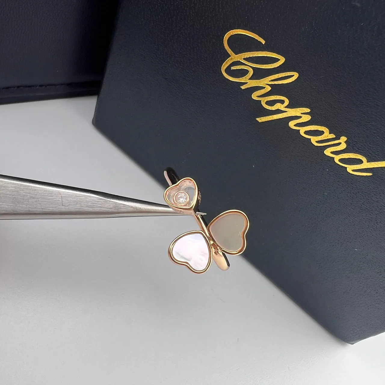 Chopard 快乐之心 红金 开放 可调节 双心 图案 戒指 5