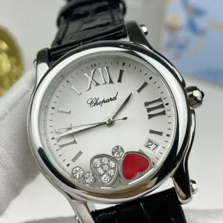 Chopard Happy Hearts Silver-Tone White Dial Red Heart Mechanical Watch