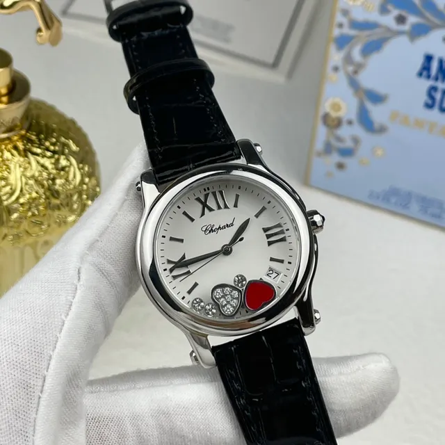 Chopard Happy Hearts Silver-Tone White Dial Red Heart Mechanical Watch 6