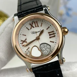 Chopard Happy Hearts Montre mécanique cadran blanc or rose bicolore