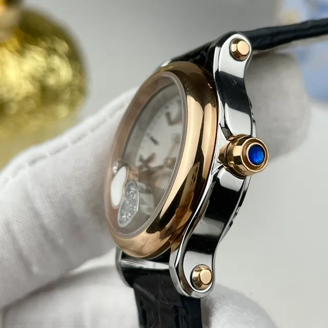 Chopard Happy Hearts Montre mécanique cadran blanc or rose bicolore 4