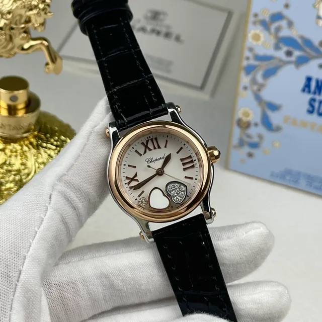 Chopard Happy Hearts Montre mécanique cadran blanc or rose bicolore 5