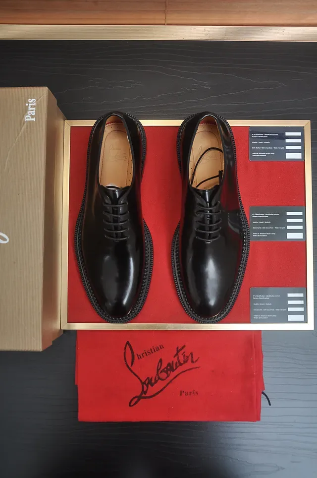 Christian Louboutin Black Cap-Toe Oxford Shoes 5