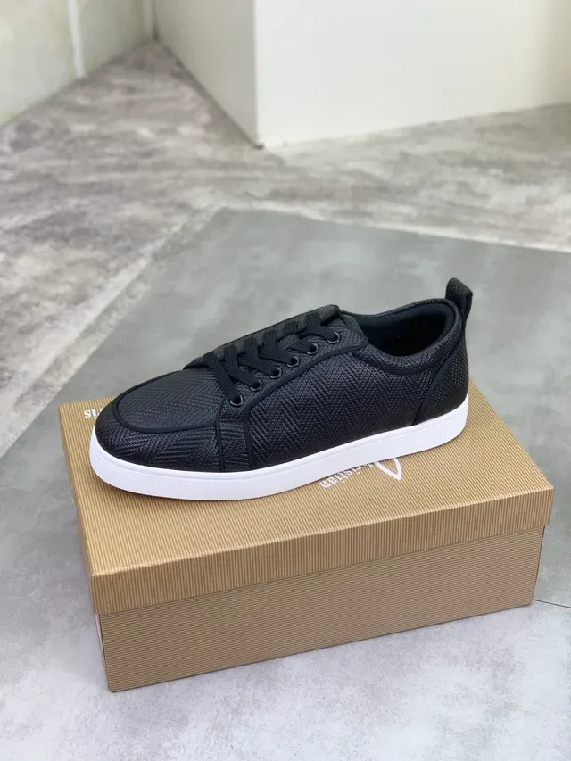 Christian Louboutin Black Woven Low-Top Lace-Up Sneaker 4