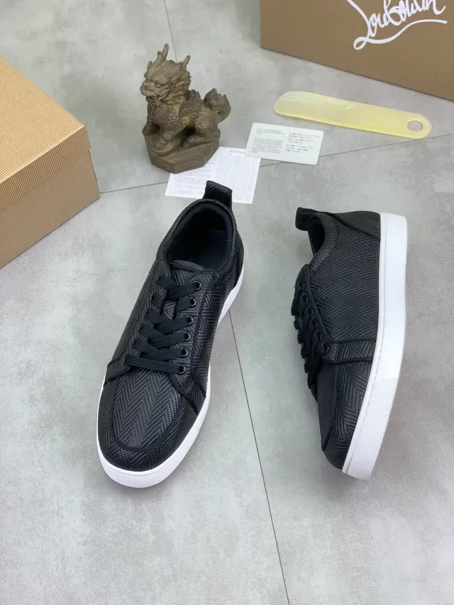Christian Louboutin Black Woven Low-Top Lace-Up Sneaker 5