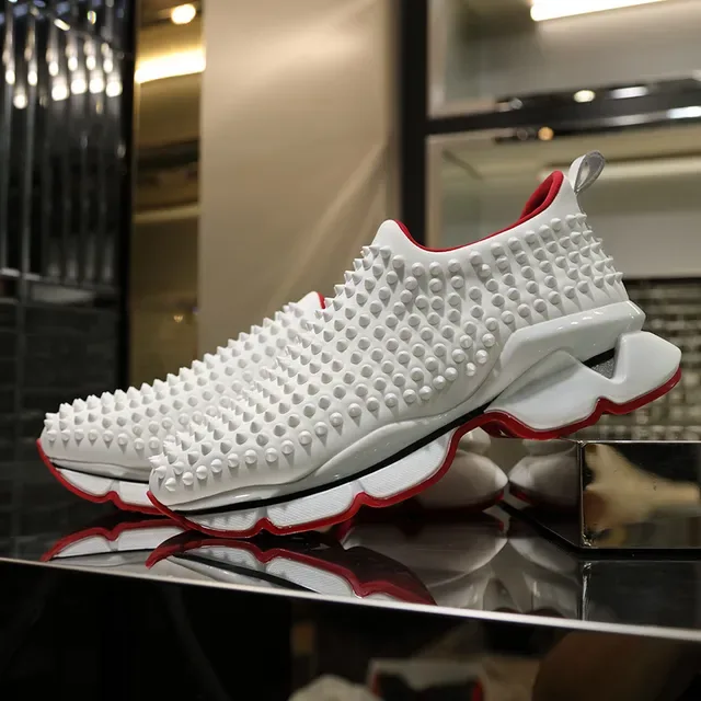 Christian Louboutin Spike Sneaker أبيض أحمر حذاءات أسلوب حياة 3