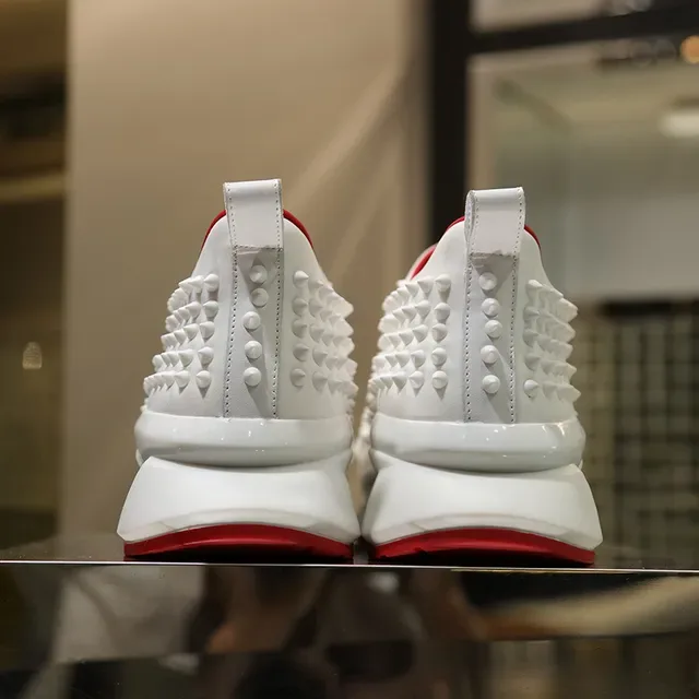 Christian Louboutin Spike Sneaker أبيض أحمر حذاءات أسلوب حياة 4
