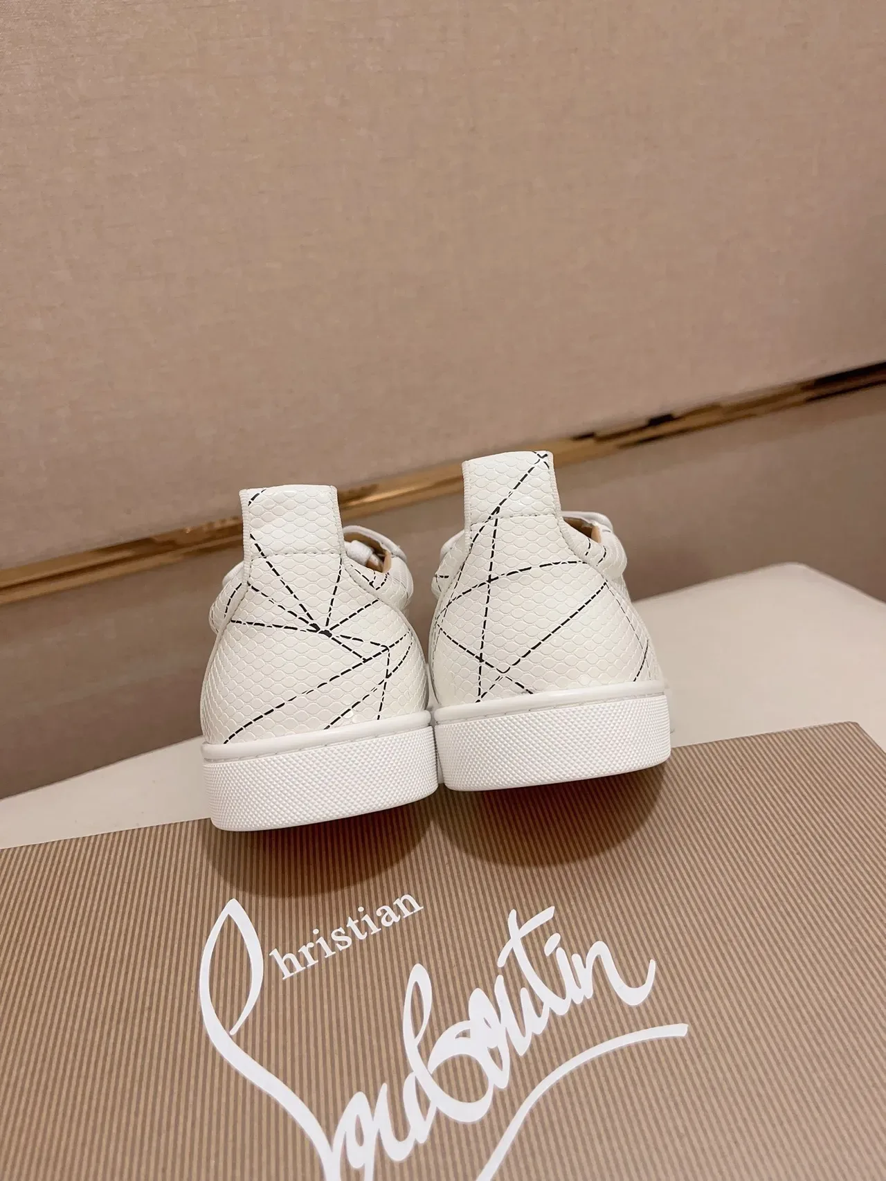Christian Louboutin White Spiked Toe Quilted-Stitched Upper Lifestyle Sneakers 3
