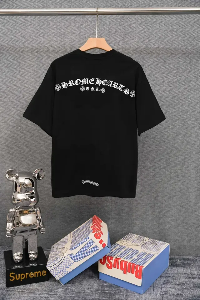 Chrome Hearts Back-Print Graphic Tee White Black Gothic Typography T-Shirt 2