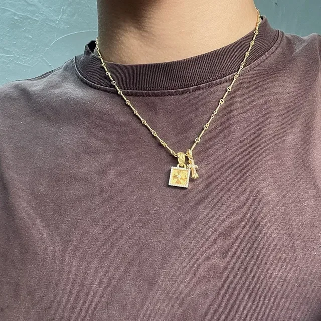 Chrome Hearts Croix et Pavé Carré Double Pendentif 2