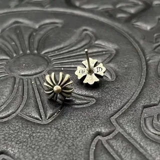 Chrome Hearts Floral and Cross Stud Earrings