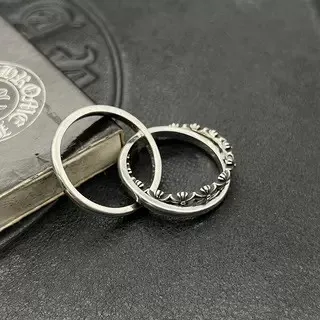 Chrome Hearts Floral Double-Band Oxidized Silver Ring 6