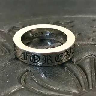 Chrome Hearts Forge Engraved Oxidized Silver आंठी