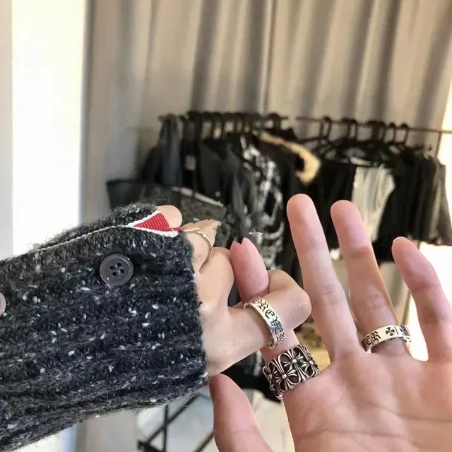Chrome Hearts Forge Engraved Oxidized Silver Ring 2