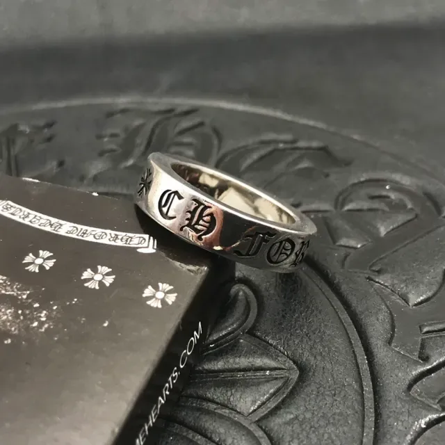 Chrome Hearts Forge Engraved Oxidized Silver Ring 9