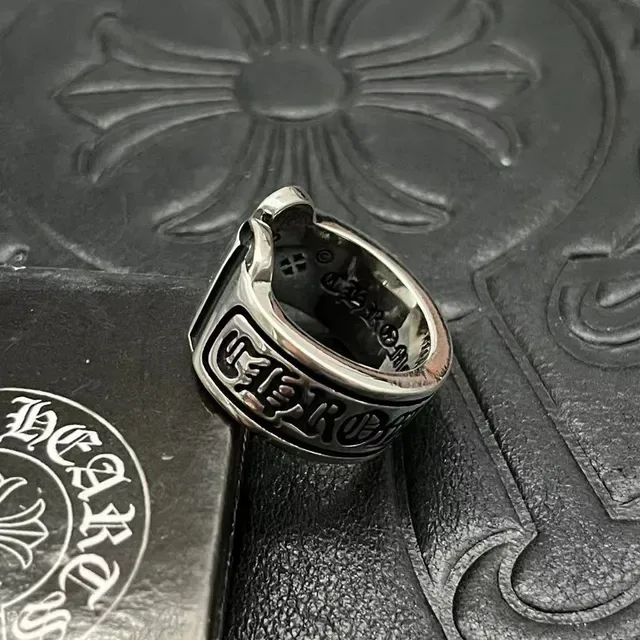 Chrome Hearts Gothic Lettering Black Inlay Adjustable Ring 9