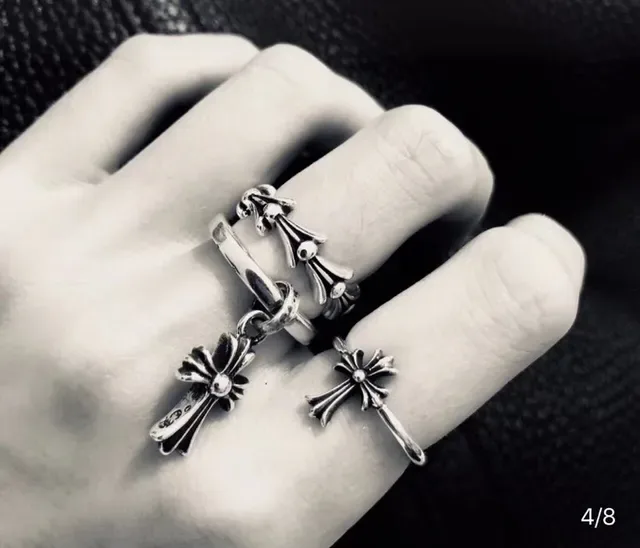Chrome Hearts Gothic Scrollwork Ring Silver Ball Accents Ring 2