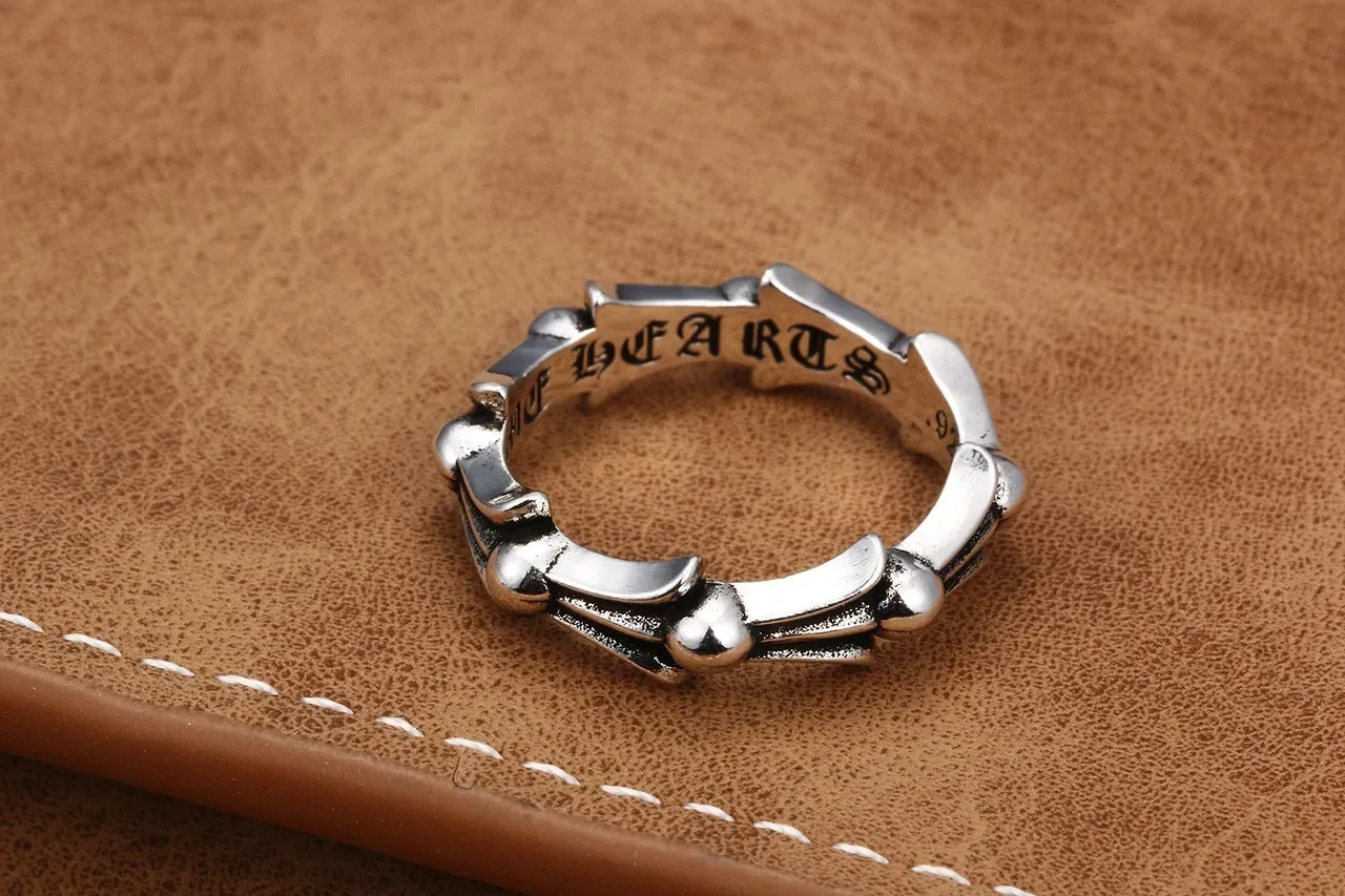 Chrome Hearts Gothic Scrollwork Ring Silver Ball Accents Ring 4