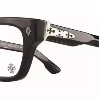 Chrome Hearts Rectangular Glossy Black Acetate Optical Glasses