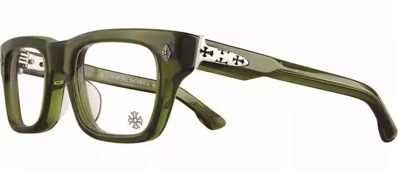 Chrome Hearts Rectangular Glossy Black Acetate Optical Glasses 3