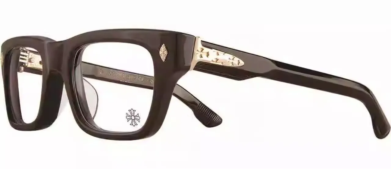 Chrome Hearts Rectangular Glossy Black Acetate Optical Glasses 4