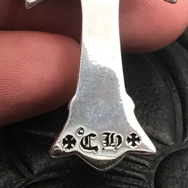 Chrome Hearts Silver Black Ornate Gothic Cross Fleur-De-Lis Motif Necklace 5