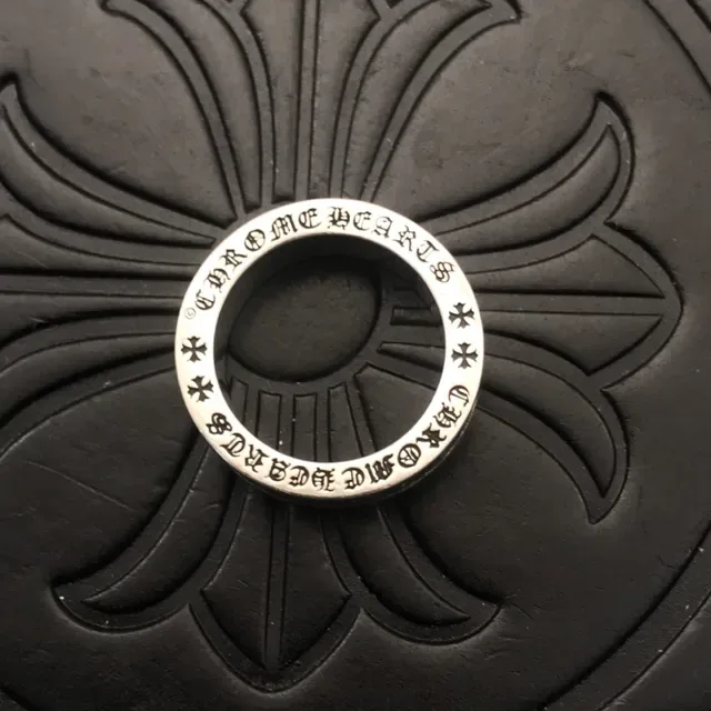 Chrome Hearts Silver Black Rotating Band Spiked Cross Motifs Ring 9