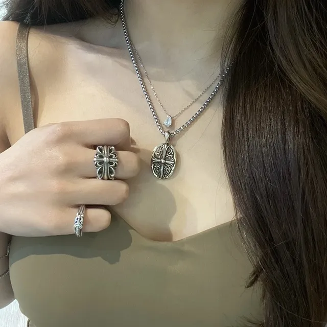 Chrome Hearts Collier à motif de croix en filigrane orné en argent 7