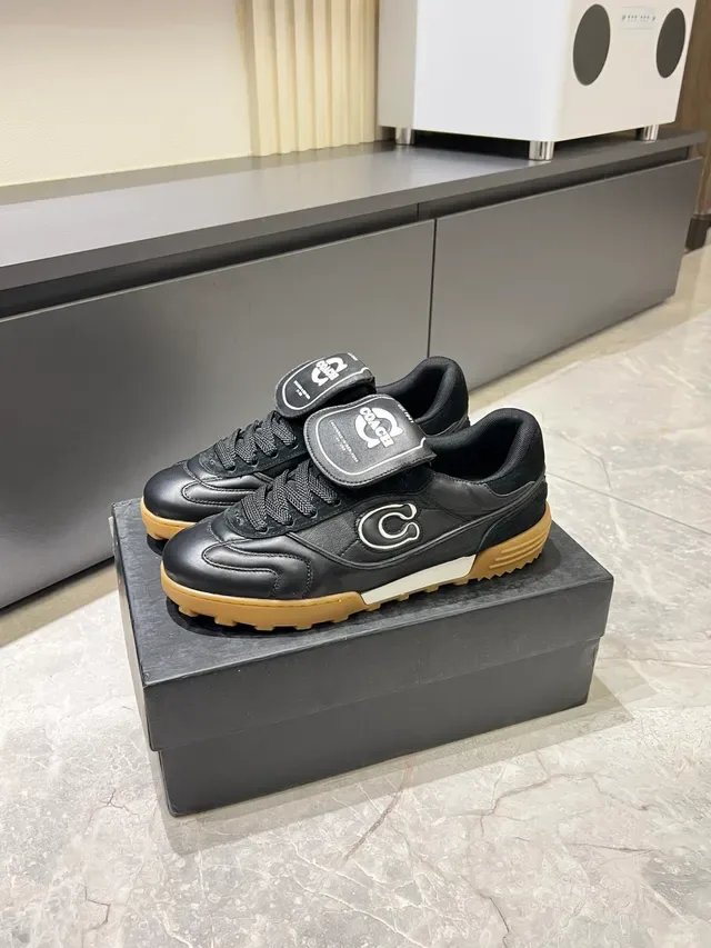 Coach Black Beige Leather Upper Gum Rubber Outsole Sneakers 4