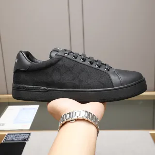 Coach Black Monogram Jacquard Upper Smooth Leather Toe Cap Lifestyle Sneakers