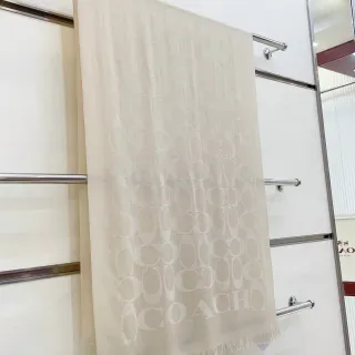 Coach Monogrammed Beige Cashmere Scarf