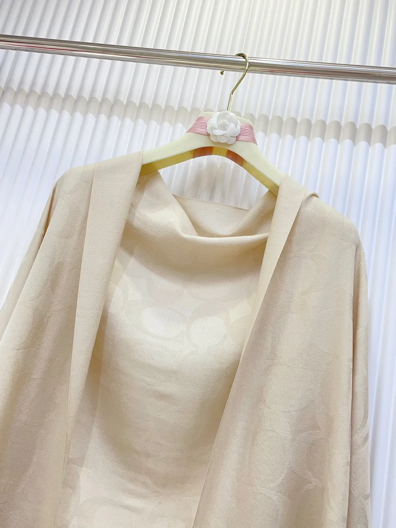 Coach Monogrammed Beige Cashmere Scarf 5