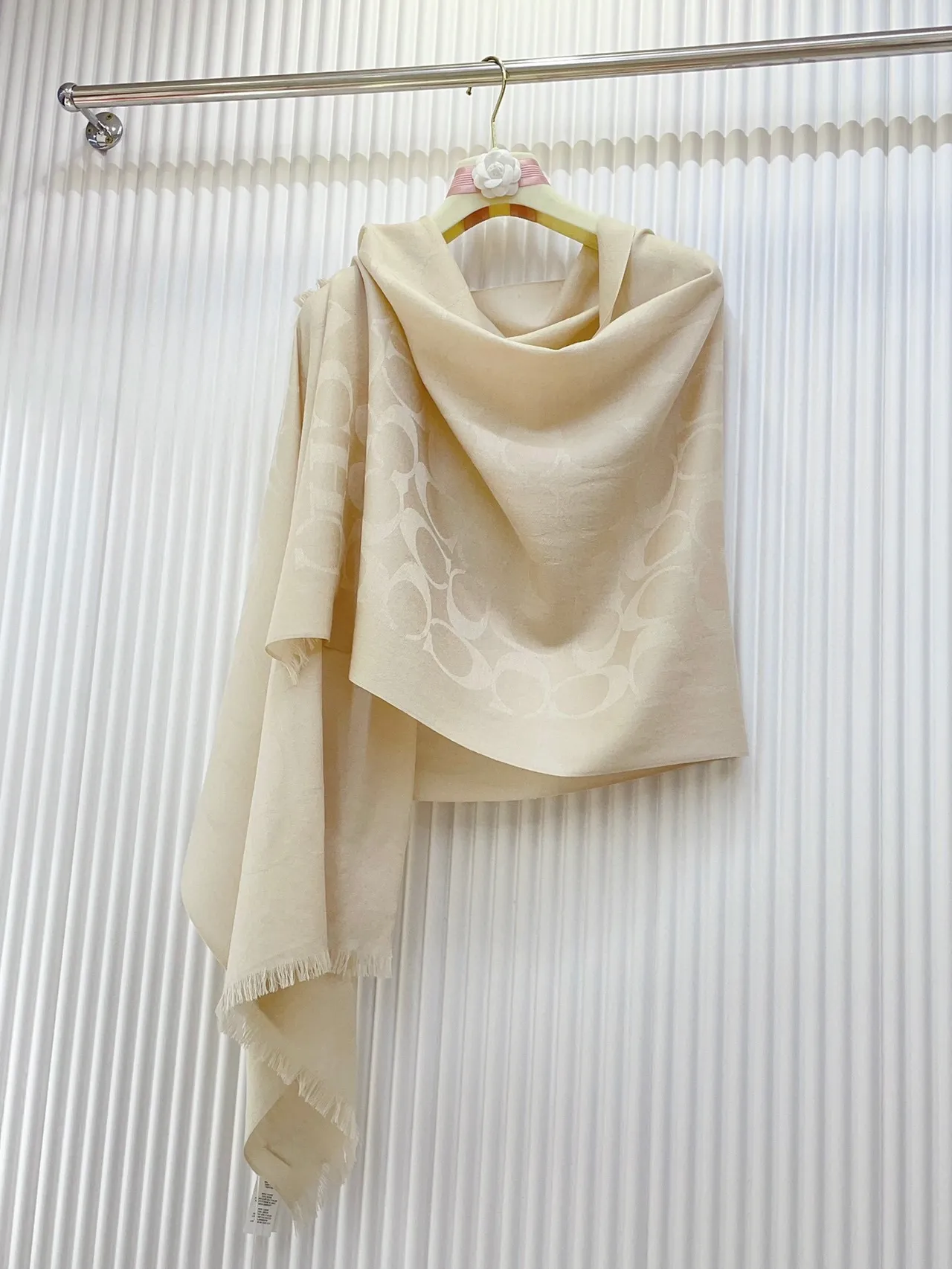 Coach Monogrammed Beige Cashmere Scarf 7