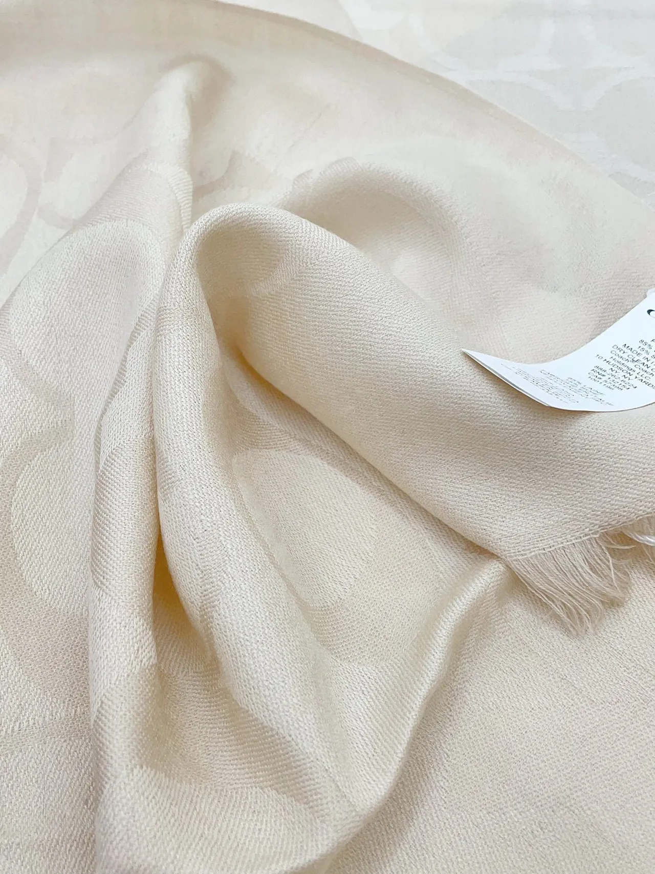 Coach Monogrammed Beige Cashmere Scarf 8