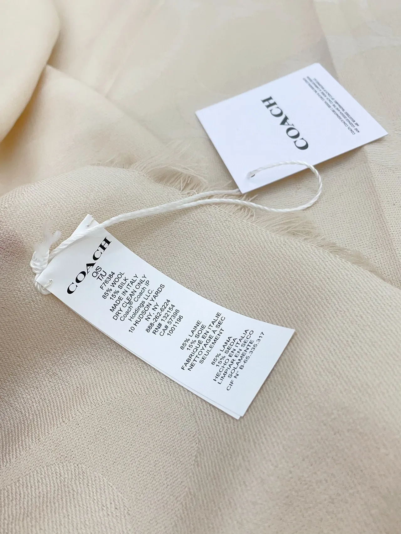 Coach Monogrammed Beige Cashmere Scarf 9