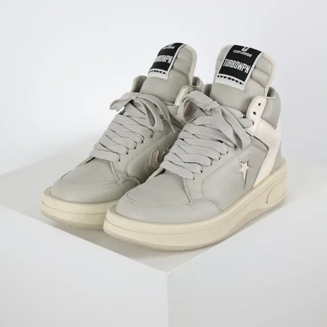 Converse Gray Beige High-Top Leather-Paneled Lifestyle Sneakers 2