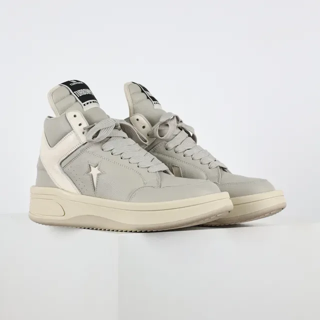 Converse Gray Beige High-Top Leather-Paneled Lifestyle Sneakers 3
