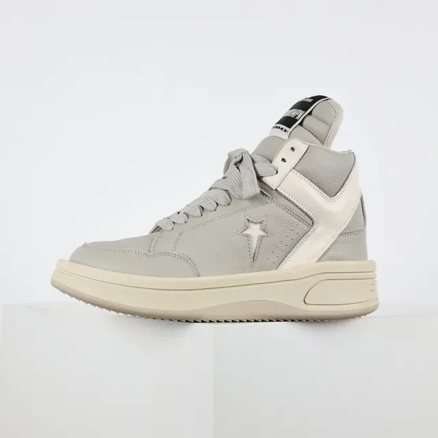 Converse Gray Beige High-Top Leather-Paneled Lifestyle Sneakers 9