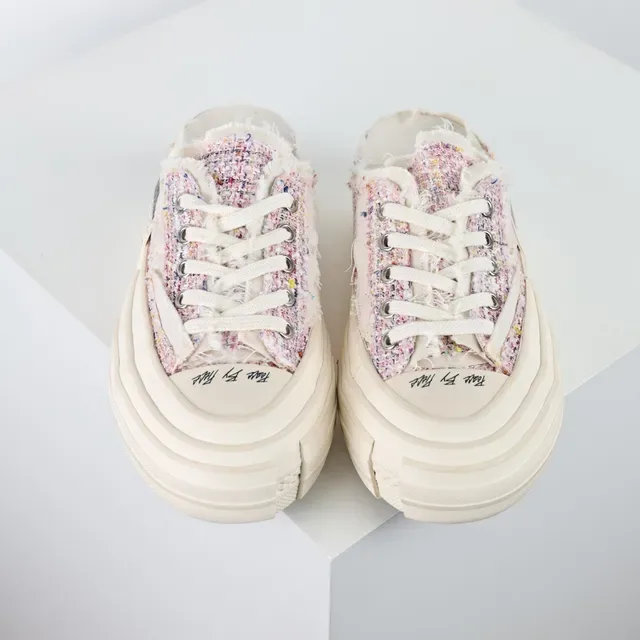 Converse Multicolor Beige Tweed Upper Frayed Edge Detail Lifestyle Sneakers 8