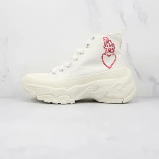 Converse White Red High-Top Canvas Platform Sole Chunky Sneakers