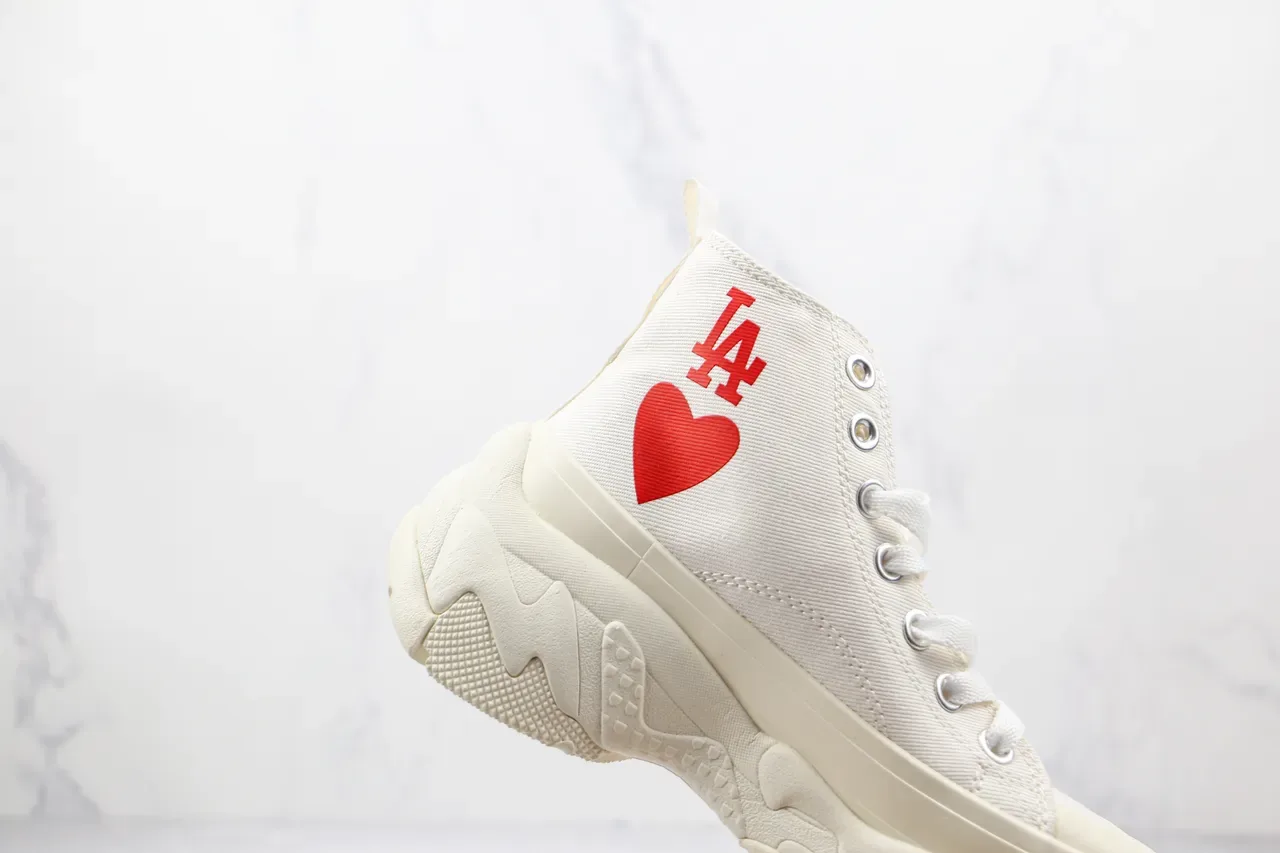Converse White Red High-Top Canvas Platform Sole Chunky Sneakers 5