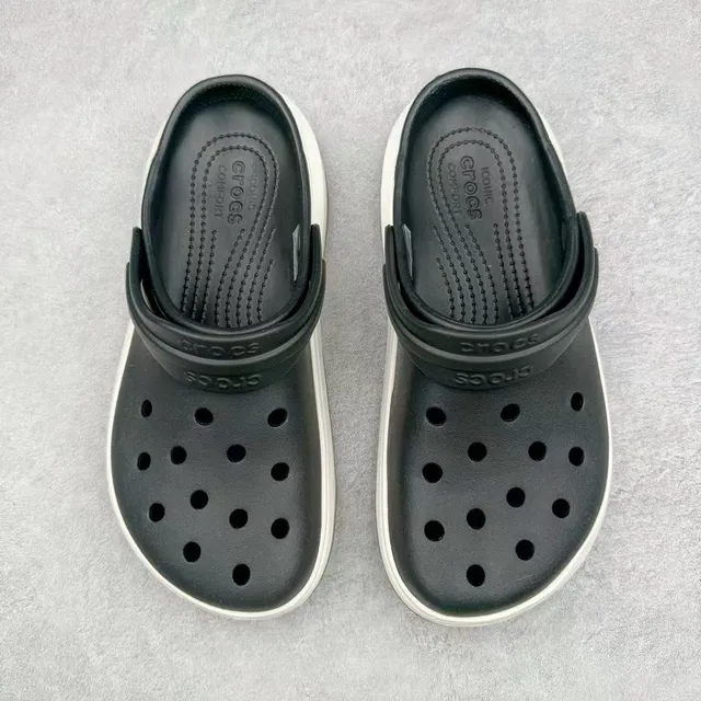 Crocs Echo أسود أبيض منصة قابلة للتعديل حزام قابل للتعديل كلوج 2