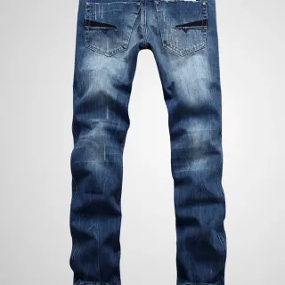 Diesel Distressed Medium-Wash Straight-Leg Jeans